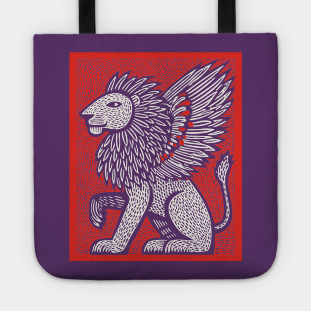 Mythical Winged Lion | Guardian Spirit Graphic Tote by TuncGK