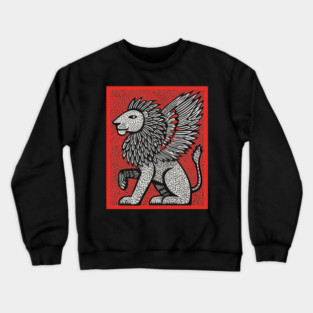 Mythical Winged Lion | Guardian Spirit Graphic Crewneck Sweatshirt