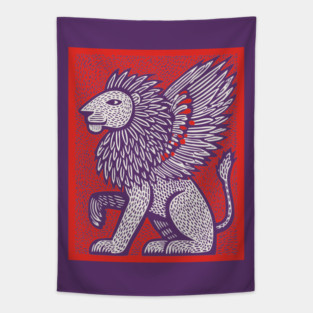 Mythical Winged Lion | Guardian Spirit Graphic Tapestry