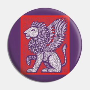 Mythical Winged Lion | Guardian Spirit Graphic Pin