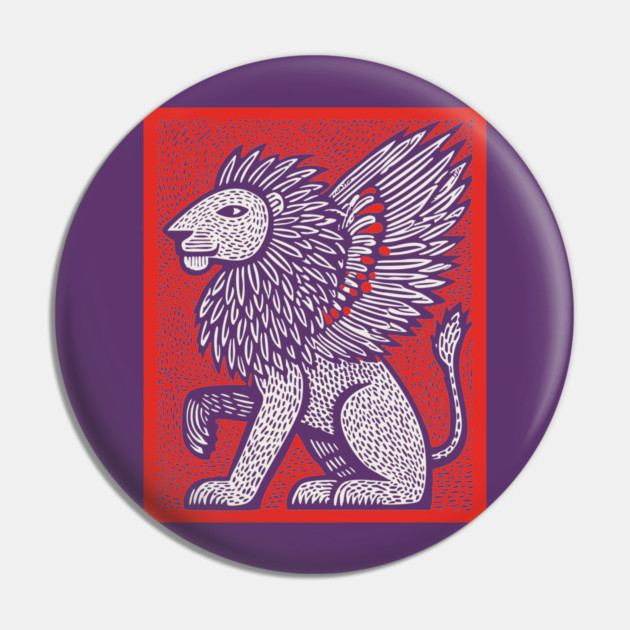 Mythical Winged Lion | Guardian Spirit Graphic Pin by TuncGK