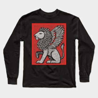 Mythical Winged Lion | Guardian Spirit Graphic Long Sleeve T-Shirt