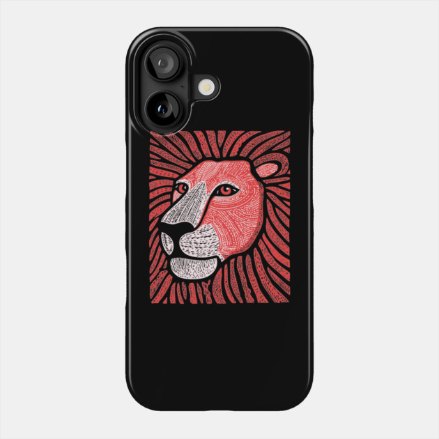 Trippy Red Lion Mane | Pop Art Doodle Phone Case by TuncGK