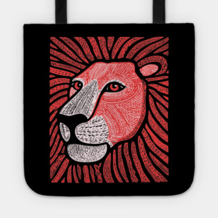 Trippy Red Lion Mane | Pop Art Doodle Tote