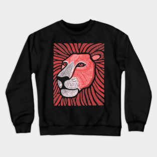 Trippy Red Lion Mane | Pop Art Doodle Crewneck Sweatshirt