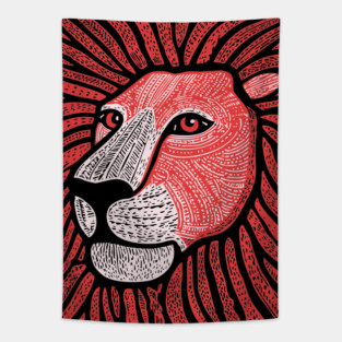 Trippy Red Lion Mane | Pop Art Doodle Tapestry