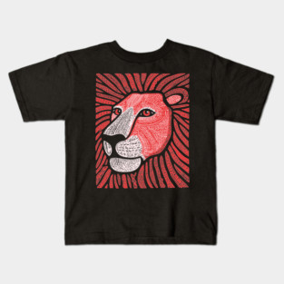 Trippy Red Lion Mane | Pop Art Doodle Kids T-Shirt