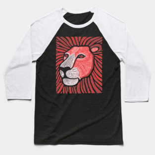 Trippy Red Lion Mane | Pop Art Doodle Baseball T-Shirt