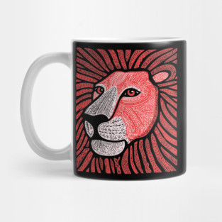 Trippy Red Lion Mane | Pop Art Doodle Mug