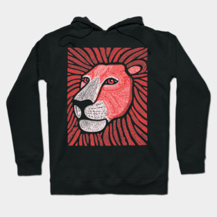 Trippy Red Lion Mane | Pop Art Doodle Hoodie