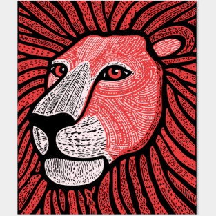 Trippy Red Lion Mane | Pop Art Doodle Posters and Art