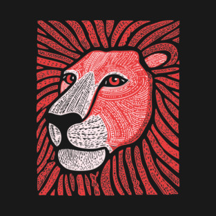 Trippy Red Lion Mane | Pop Art Doodle T-Shirt