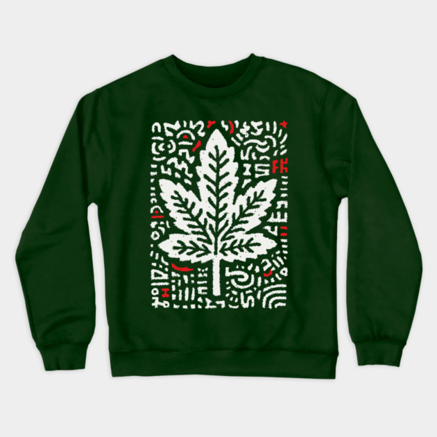 Botanical Leaf Graphic | Abstract Pattern Art Crewneck Sweatshirt by TuncGK
