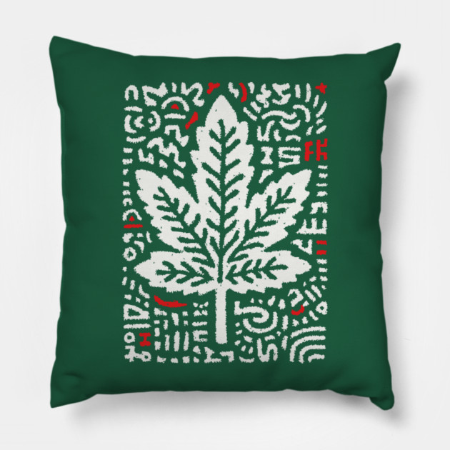 Botanical Leaf Graphic | Abstract Pattern Art Pillow by TuncGK