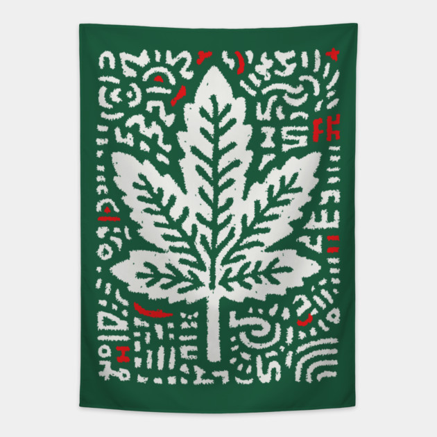 Botanical Leaf Graphic | Abstract Pattern Art Tapestry by TuncGK