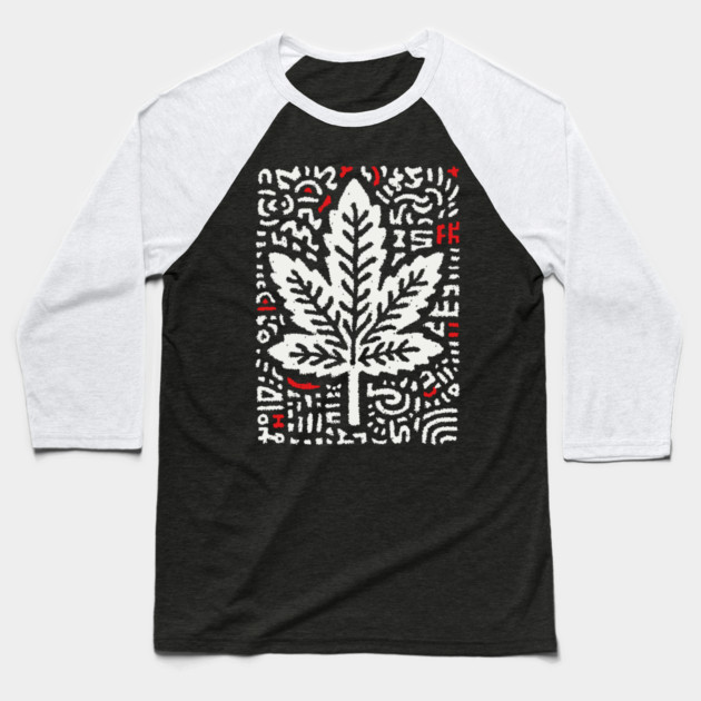 Botanical Leaf Graphic | Abstract Pattern Art Baseball T-Shirt by TuncGK
