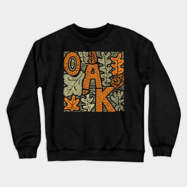 Celtic Oak Tree Typography | Druid Sacred Tree Crewneck Sweatshirt by TuncGK