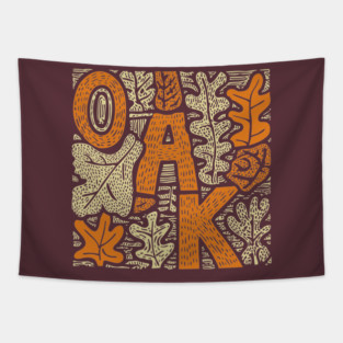 Celtic Oak Tree Typography | Druid Sacred Tree Tapestry