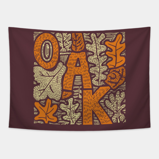 Celtic Oak Tree Typography | Druid Sacred Tree Tapestry by TuncGK