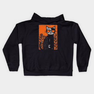 Retro Beatnik Cat | Mid-Century Modern Graphic Kids Hoodie