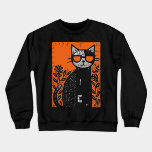 Retro Beatnik Cat | Mid-Century Modern Graphic Crewneck Sweatshirt