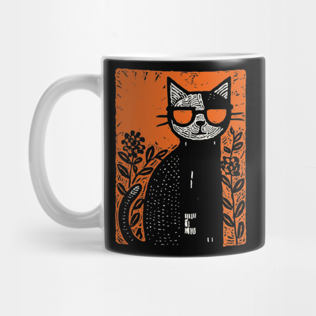 Retro Beatnik Cat | Mid-Century Modern Graphic by TuncGK