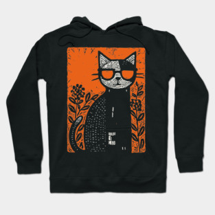 Retro Beatnik Cat | Mid-Century Modern Graphic Hoodie