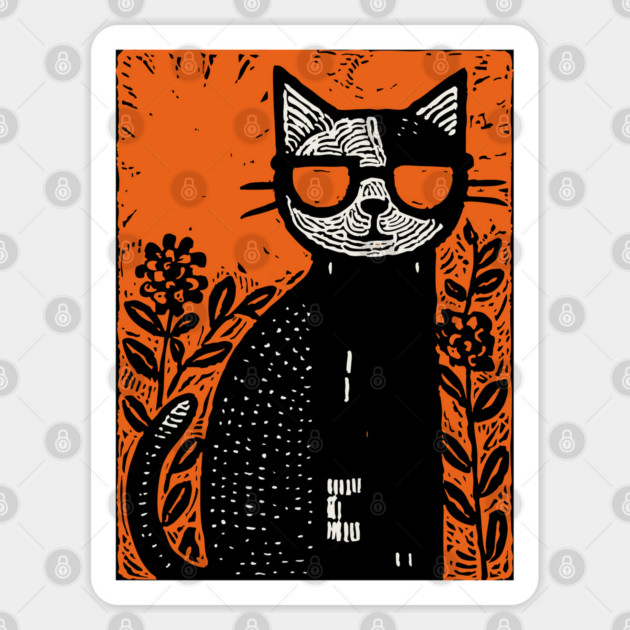 Retro Beatnik Cat | Mid-Century Modern Graphic Sticker by TuncGK