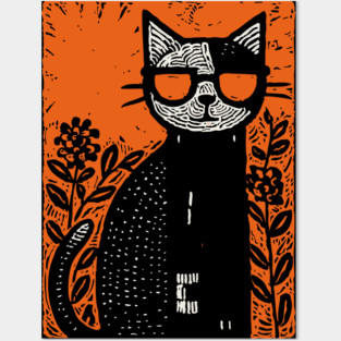 Retro Beatnik Cat | Mid-Century Modern Graphic Posters and Art