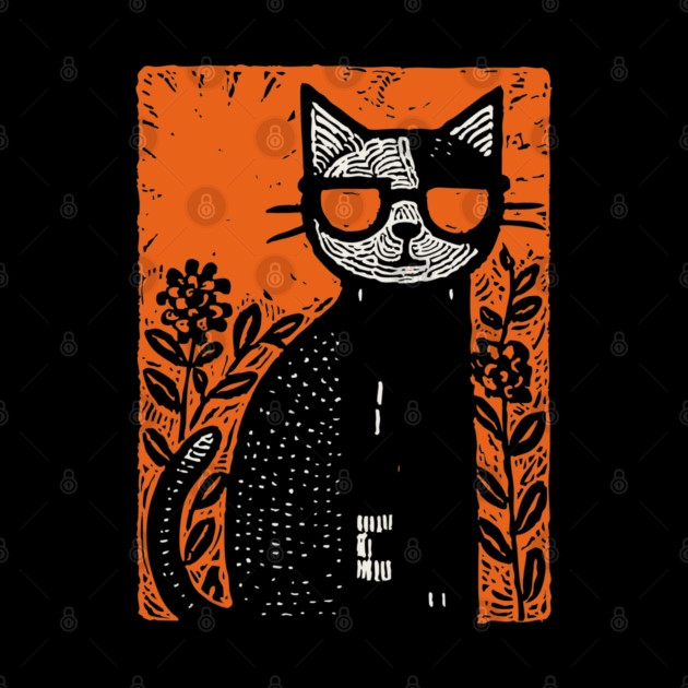 Retro Beatnik Cat | Mid-Century Modern Graphic by TuncGK