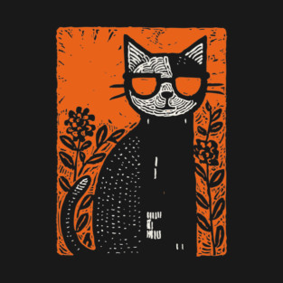 Retro Beatnik Cat | Mid-Century Modern Graphic T-Shirt