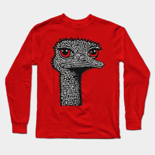Hyper-Detailed Ostrich | Expressive Wildlife Portrait Long Sleeve T-Shirt