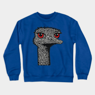 Hyper-Detailed Ostrich | Expressive Wildlife Portrait Crewneck Sweatshirt
