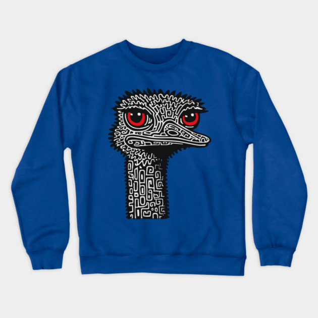 Hyper-Detailed Ostrich | Expressive Wildlife Portrait Crewneck Sweatshirt by TuncGK