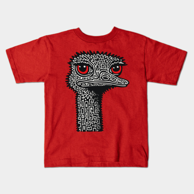 Hyper-Detailed Ostrich | Expressive Wildlife Portrait Kids T-Shirt by TuncGK