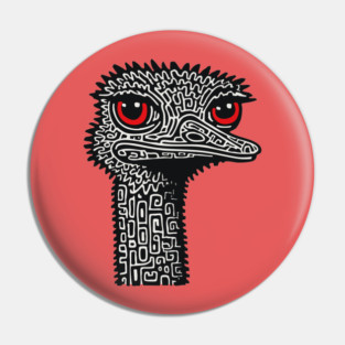 Hyper-Detailed Ostrich | Expressive Wildlife Portrait Pin