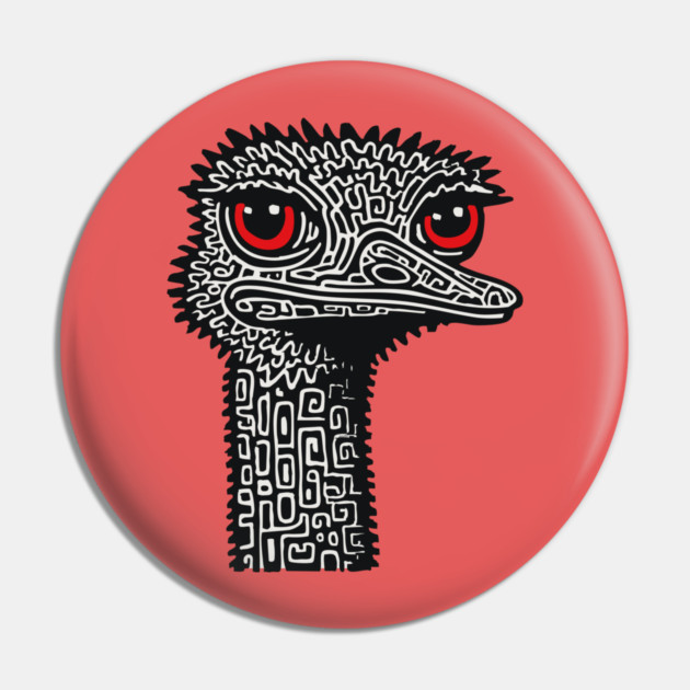 Hyper-Detailed Ostrich | Expressive Wildlife Portrait Pin by TuncGK