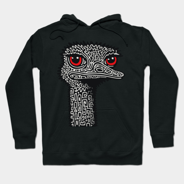 Hyper-Detailed Ostrich | Expressive Wildlife Portrait Hoodie by TuncGK
