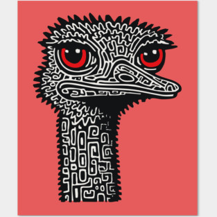 Hyper-Detailed Ostrich | Expressive Wildlife Portrait Posters and Art