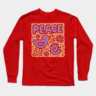 Groovy Peace and Love | 70s Hippie Graphic Long Sleeve T-Shirt