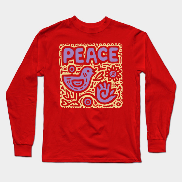 Groovy Peace and Love | 70s Hippie Graphic Long Sleeve T-Shirt by TuncGK