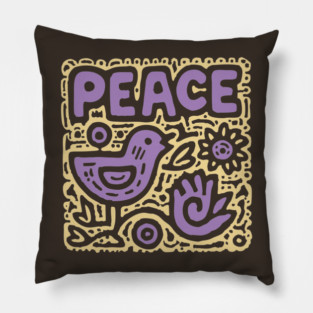 Groovy Peace and Love | 70s Hippie Graphic Pillow