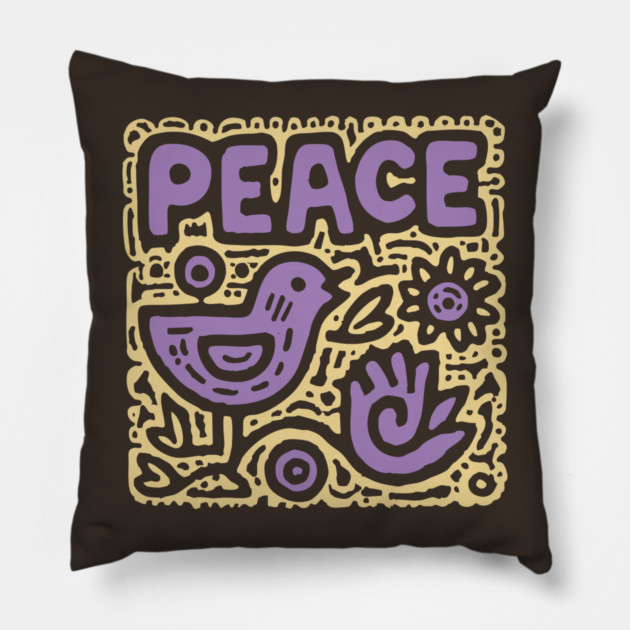 Groovy Peace and Love | 70s Hippie Graphic Pillow by TuncGK