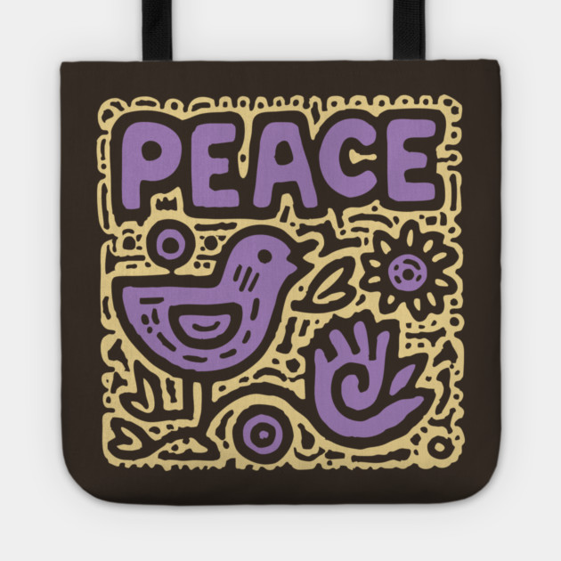 Groovy Peace and Love | 70s Hippie Graphic Tote by TuncGK