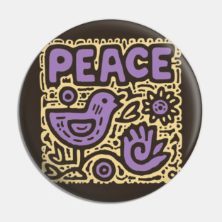 Groovy Peace and Love | 70s Hippie Graphic Pin
