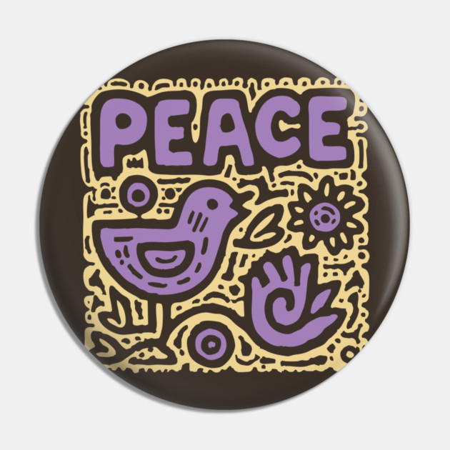 Groovy Peace and Love | 70s Hippie Graphic Pin by TuncGK
