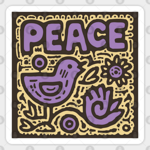 Groovy Peace and Love | 70s Hippie Graphic Sticker by TuncGK