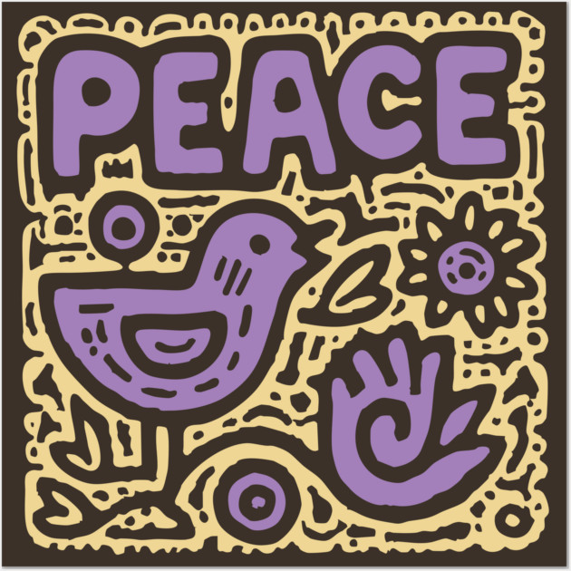 Groovy Peace and Love | 70s Hippie Graphic Wall Art by TuncGK