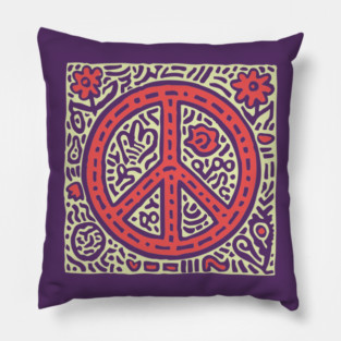 Psychedelic Peace Symbol | Groovy Tribal Graphic Pillow