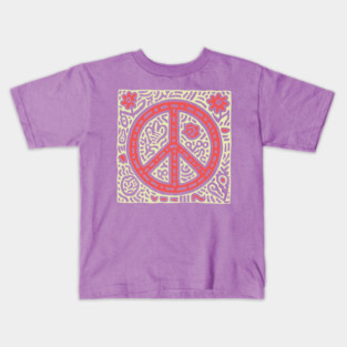 Psychedelic Peace Symbol | Groovy Tribal Graphic Kids T-Shirt